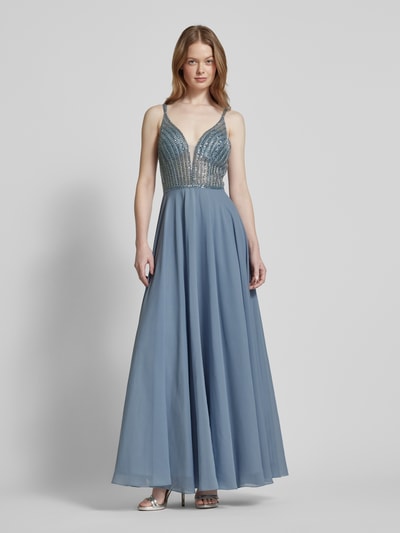 Hey Kyla Abendkleid mit Paillettenbesatz Hellblau 4