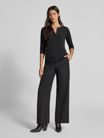 comma Blouseshirt met V-hals en 3/4-mouwen Zwart - 1