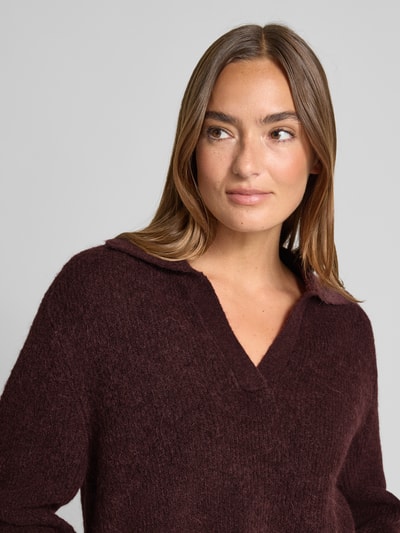 MOS MOSH Strickpullover aus Woll-Mix mit Polokragen Modell 'Thora Aidy' Bordeaux 3