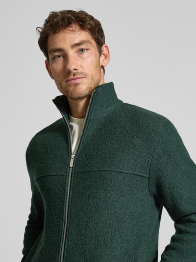 SELECTED HOMME Regular fit cardigan van zuivere wollen bouclé, model 'NEALY' Donkergroen - 3
