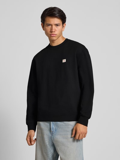 Calvin Klein Jeans Regular fit sweatshirt met logopatch, model 'Terry' Zwart - 4