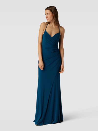 Luxuar Abendkleid in Wickel-Optik Petrol 1