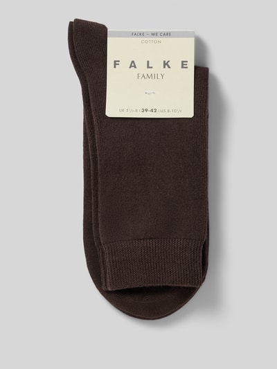 Produktfoto, Socken mit Label-Schriftzug Modell 'FAMILY' von Falke aus Baumwoll-Mix mit Stretch-Anteil, Rippenbündchen, Damen, braun, glatte Textur