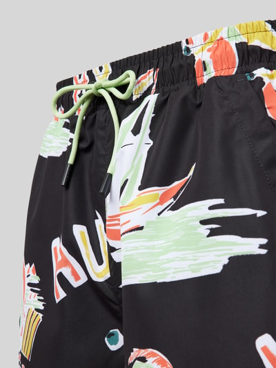 HUGO Relaxed Fit Badeshorts mit Label-Print Modell 'CALALA' Black 2