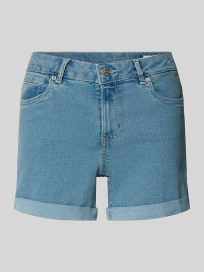 Productfoto, Regular Fit Jeansshorts uit katoenmix model 'LUNA' van Vero Moda, denim look, 5-pocket, lichte blauwe kleur, vaste omslag, riemlussen, label patch, knoop en blinde ritssluiting, materiaal: katoenmix.
