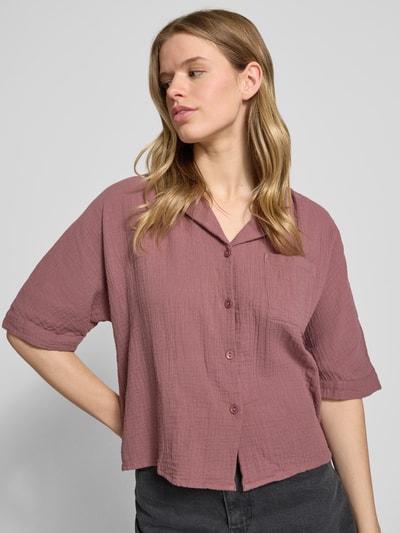 Only Boxy fit blouse met korte mouwen van zuiver katoen, model 'THYRA' Mauve - 3