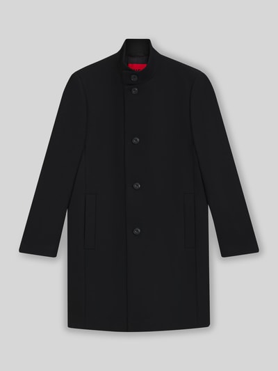 HUGO Regular fit lange wollen jas met opstaande kraag, model 'MINTRAX2541' Zwart - 2