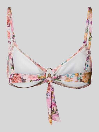 Produktfoto, Bikini-Oberteil mit rückseitiger Schnürung von WATERCULT, model 'PRETTY BOHO', kwiatowy wzór, materiał z domieszką stretchu, dopasowany fason, podszycie biustu