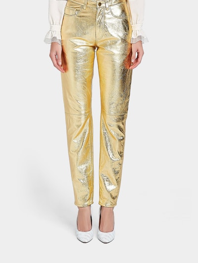 Philosophy di Lorenzo Ser Pants aus Lammleder im Metallic Look Gold 3