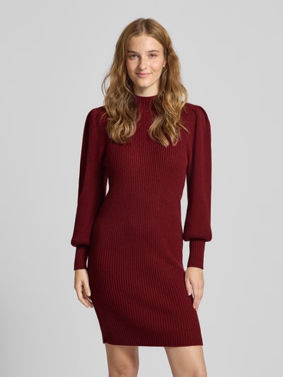 Only Comfort Fit Strickkleid aus Viskose-Mix Modell 'KATIA' Bordeaux Melange 4