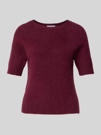 Rich & Royal Sweter z dzianiny z prążkowanymi wykończeniami Bordowy 2