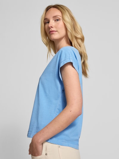 Jake*s Casual T-Shirt mit geripptem V-Ausschnitt Sky 3