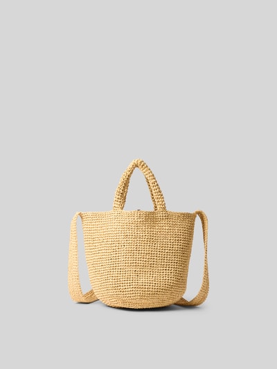 Produktfoto, Handtasche in Flecht-Optik von Kenzo aus reinem Papier in Beige, mit offenem Hauptfach, Schulterriemen und Logo-Stitching.