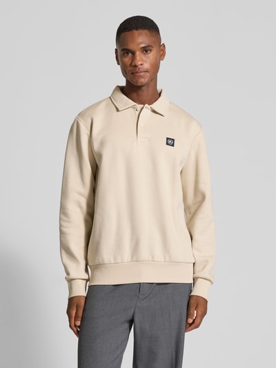 Lerros Sweatshirt met polokraag Zand - 4