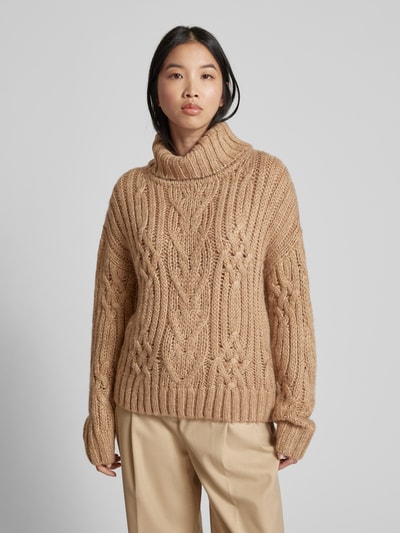 Christian Berg Woman Strickpullover mit Zopfmuster Taupe 4