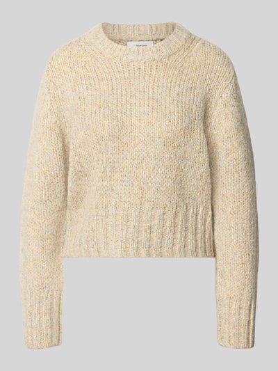 Produktfoto, Relaxed Fit Strickpullover mit Baumwoll-Anteil von Topshop in Beige-Melange, grobe Strickstruktur, Rundhals, langärmlig, gerippte Abschlüsse