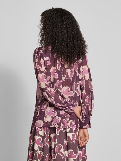 Jake*s Collection Hemdbluse mit Knopfleiste Aubergine 5