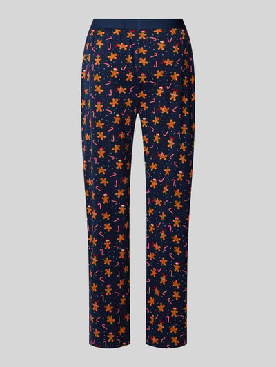 Christian Berg Men Relaxed fit pyjamabroek met elastische band met statement Middenbruin - 3