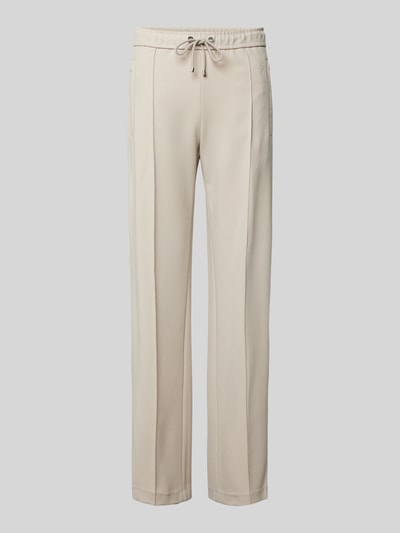 MAC Straight leg stoffen broek met vaste persplooien, model 'Chiara' Beige - 2