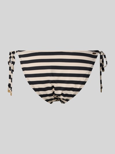 Produktfoto, Bikini-Slip mit seitlicher Schnürung Modell 'YADBOR' von Barts, schwarz-weiß gestreift, Material-Mix mit Stretch-Anteil
