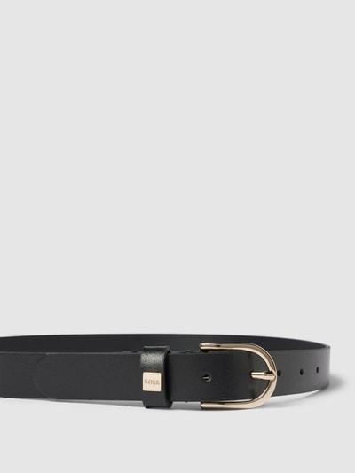 BOSS Black Women Riem van rundleer met doornsluiting en labeldetail Zwart - 2