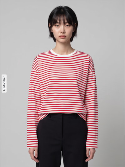 PIECES Regular Fit Langarmshirt aus Baumwoll-Mix Modell 'ADIE' Rot 4