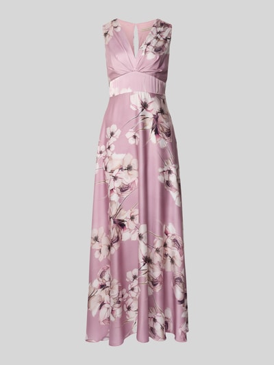 Rinascimento Sukienka wieczorowa z kwiatowym nadrukiem na całej powierzchni Brudnoróżowy 2