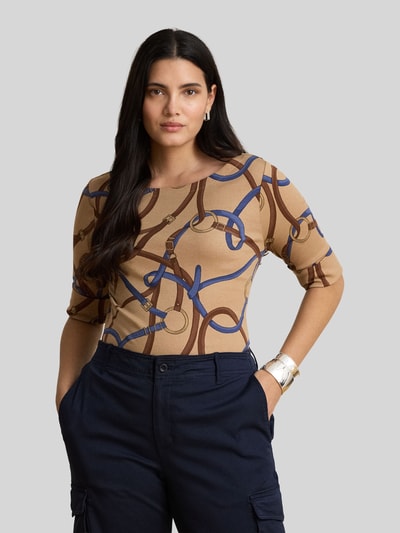 Lauren Ralph Lauren Slim fit t-shirt van katoenmix Camel - 6