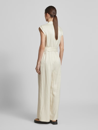 B.Young Jumpsuit met korte knoopsluiting en strikceintuur, model 'DONNI' Zand - 5