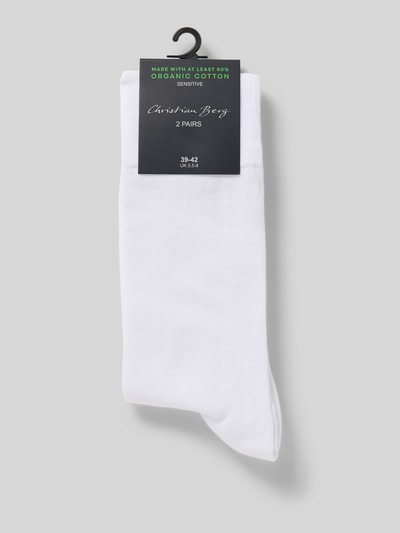 Christian Berg Men Socken mit Label-Print im 2er-Pack Weiss 3