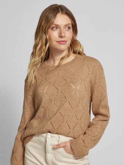 More & More Gebreide pullover met ajourpatroon Beige - 3