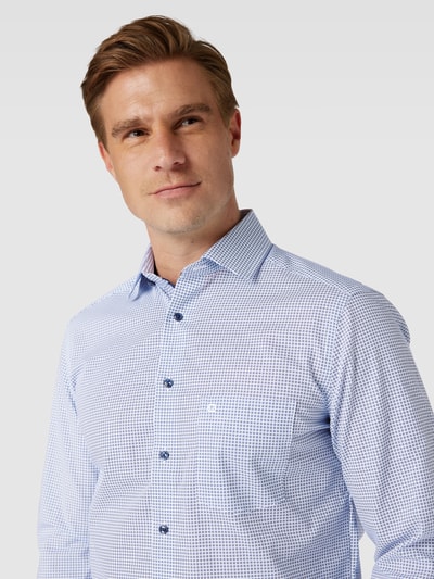 OLYMP Modern fit zakelijk overhemd met borstzak Bleu - 3