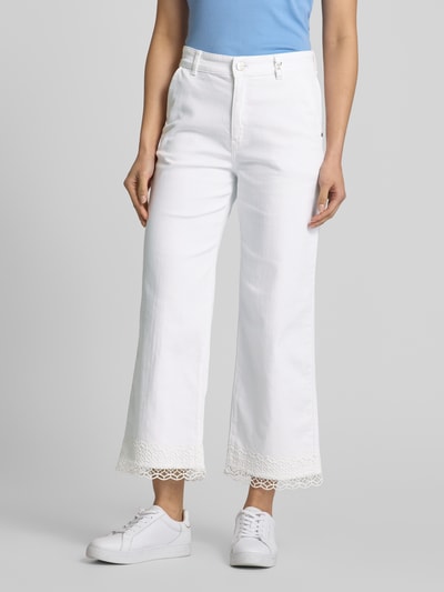 Marc Cain Wide Fit Jeans mit Spitzenbesatz Weiss 4