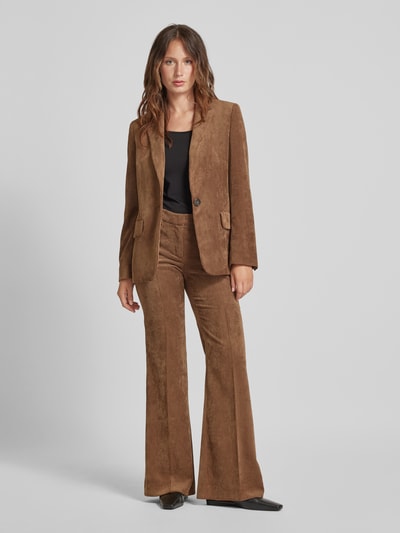 Luisa Cerano Bootcut corduroy broek met persplooien Hazelnoot - 1