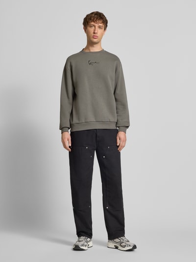 KARL KANI Regular Fit Sweatshirt mit Logo-Stitching Modell 'Essential' Anthrazit 1