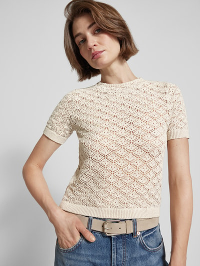 Mango Strickshirt mit Häkelspitze Modell 'SITO' Beige 3