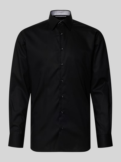 ETERNA Regular fit zakelijk overhemd van katoen met kentkraag Zwart - 1