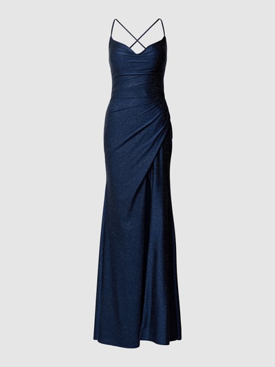 Luxuar Abendkleid mit Raffungen Marine 2