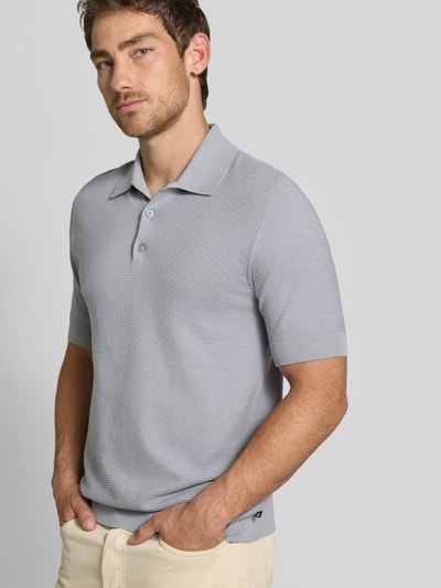 Matinique Slim fit poloshirt van katoenmix in tricotlook Lichtblauw - 3