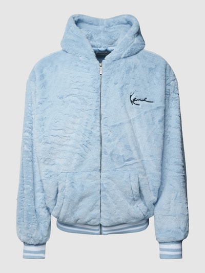 KARL KANI Sweatjacke mit Teddyfell und Kapuze Hellblau 2