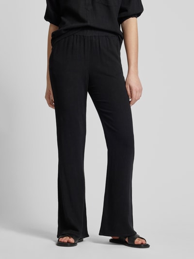 Jake*s Casual Flared cut broek van een mix van viscose en linnen Zwart - 4