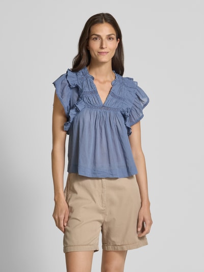 Neo Noir Regular Fit Blusentop mit Kappärmeln Modell 'Jayla' Rauchblau 4