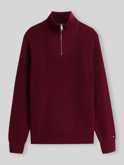 Tommy Hilfiger Regular Fit Troyer mit Woll-Baumwoll-Anteil  Bordeaux 2