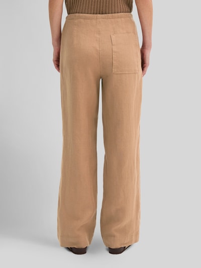 Marc O'Polo Straight leg linnen broek met tunnelkoord Hazelnoot - 5