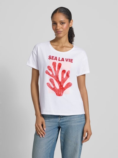 Oui T-Shirt mit Rundhalsausschnitt Weiss 4