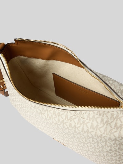 Produktfoto, cremefarbene Handtasche mit Logo-Muster Modell 'NOLITA' von MICHAEL Michael Kors, Reißverschluss, Innenfach, strukturierte Oberfläche, Hauptfach-Innenansicht