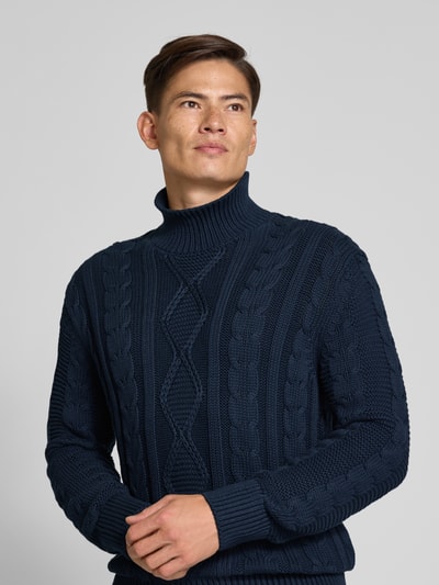 SELECTED HOMME Regular Fit Rollkragenpullover aus reiner Baumwolle Modell 'UFFE' Dunkelblau 3