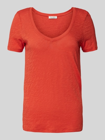 Marc O'Polo Slim Fit T-Shirt aus reiner Baumwolle mit V-Ausschnitt Orange 1