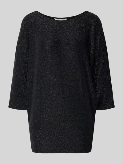 Produktfoto, Regular Fit T-Shirt in Glitzer-Optik Modell 'Party' von Apricot, schwarz, feinstrukturiertes Material, 3/4-Arm, U-Boot-Ausschnitt