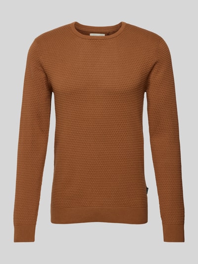 Blend Strickpullover mit Strukturmuster Cognac 2